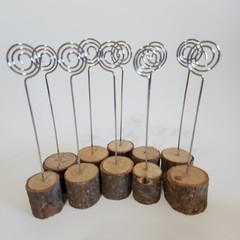 Rustic Wood & Metal Placecard/Memo Clip Holders, Set Of 20-6″ Tall EUC