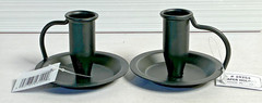 2 NEW Primitive BLACK Metal Taper Candle Holder w Handle 2 1/4″ Country Rustic