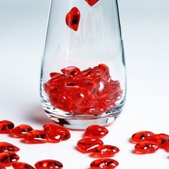 250Pcs Acrylic Heart Gems Heart Shaped Bauble Vase Fillers Ornaments Rose Red