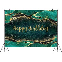 7x5ft Green Marble Happy Birthday Backdrop Glitter Gold Dots Girls Women Swee…