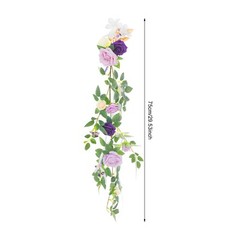 10Pcs DIY Wedding Chair Flowers Purple Green Faux Floral Decor for Ceremony