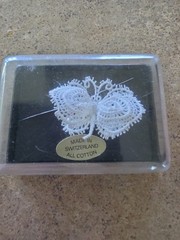 Handcrafted Swiss Lace Dainty Delicate Starched Lace Butterfly Pin