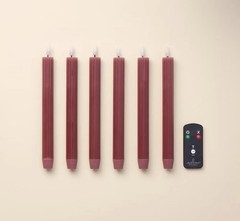 6pk Ribbed Flameless LED Taper Candles Orange – Hearth & Hand with