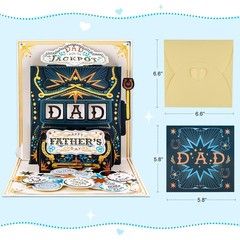 FLYAB Fathers Day Pop Up Card – 3D Jackpot Funny Happy Father’s Day Greeting …