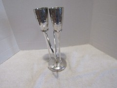 Culinary Concepts Silver Plated Heart Shape Champagne Stand With 2 Goblets