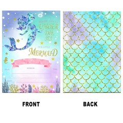 Mermaid Invitations with Envelopes,Magical Glitter Mermaid Party Invitations,…