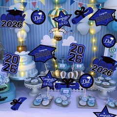 OuMuaMua Graduation Decorations Class of 7.87″ (L) x 6.7″ (W), Black and Blue