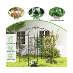 7×8.4 FT Metal Garden Arbor Pergola with Trellis Birdcage Shape