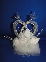 New Elegant Wedding Blown Glass Heart with Love Birds Cake top #20