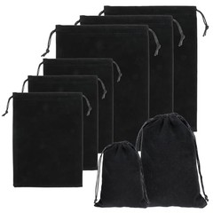 TIESOME 6 PCS Black Velvet Jewelry Pouches, 2 Sizes 5×7 & 6×9 inch Velvet Bags