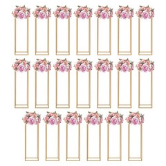 Gold 20 PCS Geometric Flower Stand For Wedding, Flower Stand 10.63*10.63*31.5in