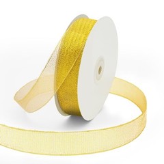 1 Inch x 50 Yards Glitter Gold Ribbon, Sparkly Metallic 1″ x 50 Yards Golden