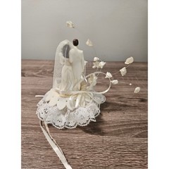 Vintage Wedding Cake Topper Lot 4pc Wilton Bride Groom Retro Lace Floral 1993