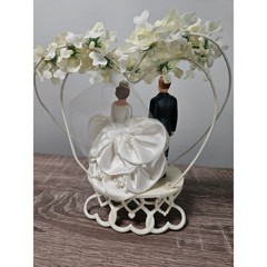 Vintage Wedding Cake Topper Lot 4pc Wilton Bride Groom Retro Lace Floral 1993