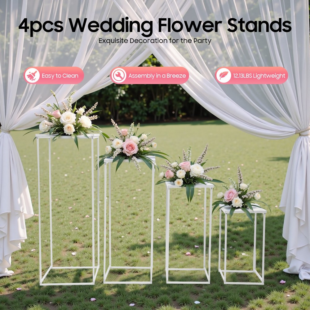 4pcs Metal Flower Stand Square Column Stand Wedding Banquet Hall Party Decor New