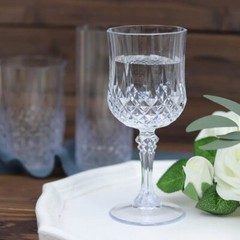 CLEAR 6 Plastic 8 oz Crystal Cut Goblets WINE GLASSES Party Events Decorations