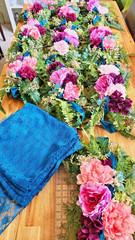 Jewel Toned Party Centerpieces Lot of 10 Table Arrangements + 10 Lace Runners