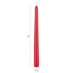 Mega Candles 12 pcs Unscented Red Taper 10 Inch x 7/8 Taper,