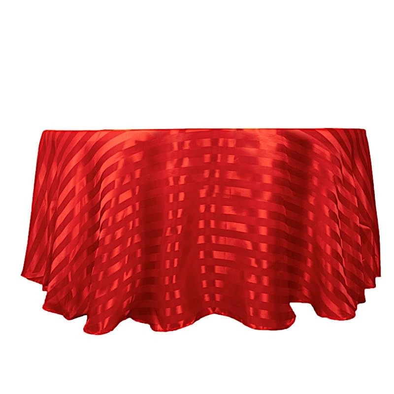 Balsa Circle 120 in Red Stripes Satin Round Tablecloth 120″ (Round),
