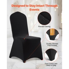 Uimoso100PCS Black Stretch Spandex Chair Covers for Events, Weddings, and Dining