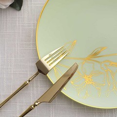 20 Round Sage Green Plastic Salad Dinner Plates Gold Floral Design Events