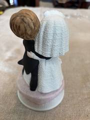 Vtg Ceramic Wedding Cake Topper Dancing Bride Groom Figurine Japan