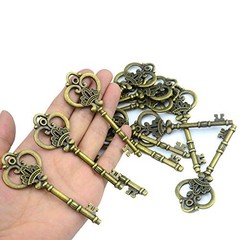 20pcs 3.3 Inch Large Antique Skeleton Keys Bulk Charms in Antique Bronze