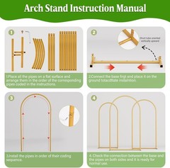 6.6FT Metal Arch Backdrop Background Stand Frame for Wedding Birthday Party Gold