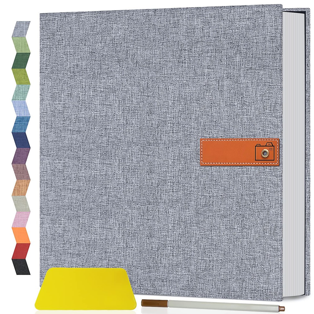 Self Adhesive Photo Album 4×6 5×7 8×10, DIY Picture Book, Gift for Mom, Gray