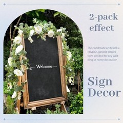 2 Pcs 13FT Artificial Flower Garland Wedding Decor, White Rose White 2 Pcs