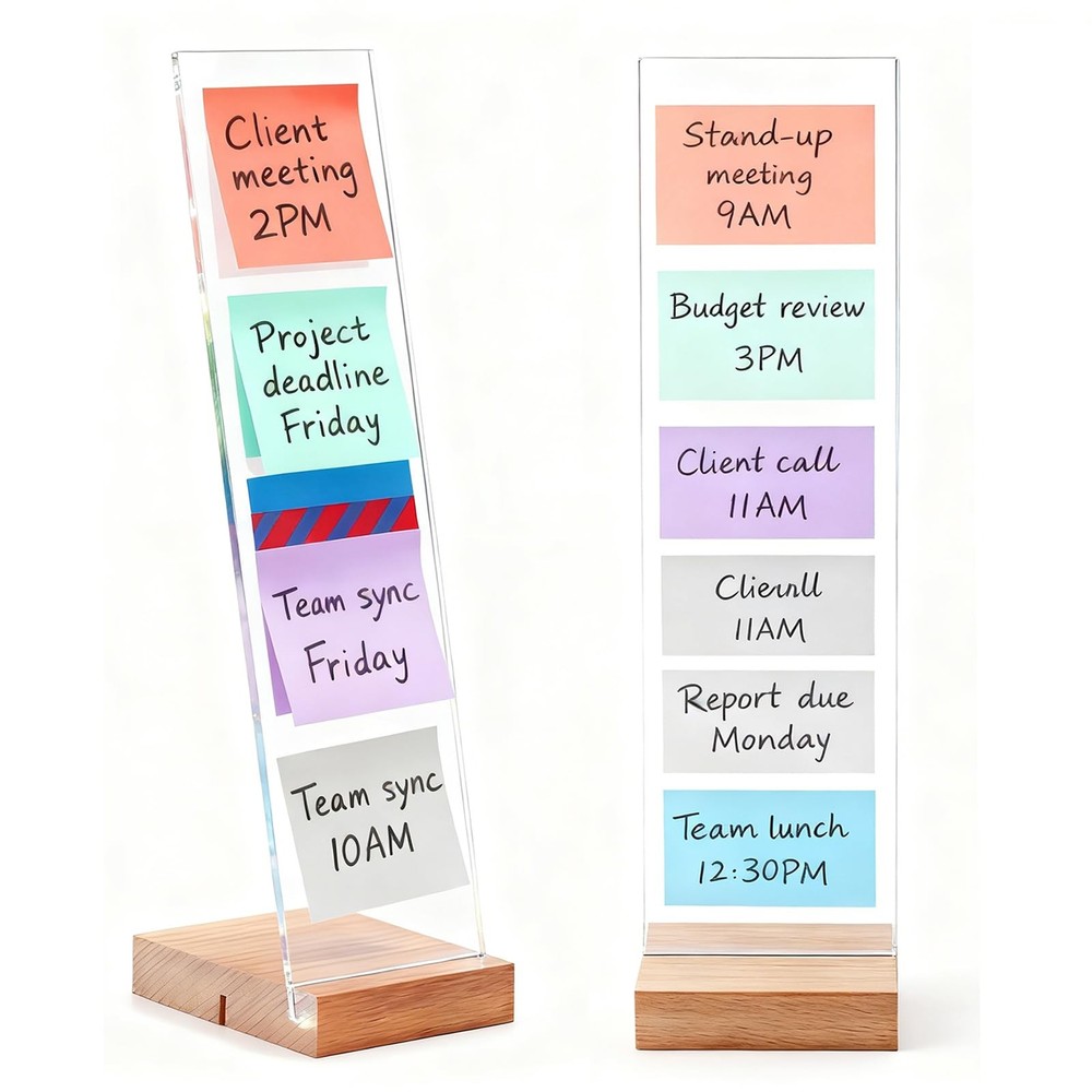 EFINLUKY 2PCS Monitor Memo Board Portable Sticky Note Transparent