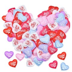 200 Pieces 1.4 Inch “I Love You” Fabric Heart Confetti Table Multicolor
