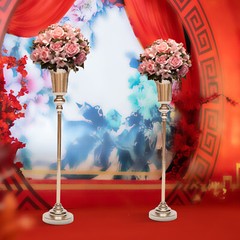 10PCS Vintage Trumpet Vase Wedding Centerpiece Metal Flower Stand Floral Decor