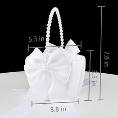 2 PCS White Wedding Flower Girl Basket Pearl Handle Cute Flower Basket