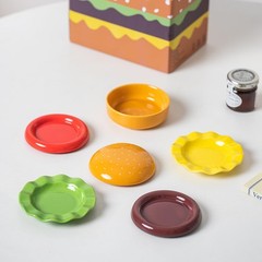 Tuchaca Mini Ceramic Sauce Plates Sets 6 Pieces Cute Hamburg Style Dessert