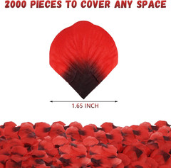 2000 PCS Fake Rose Petals, Artificial Red-Black Flower Petals for Wedding Propos