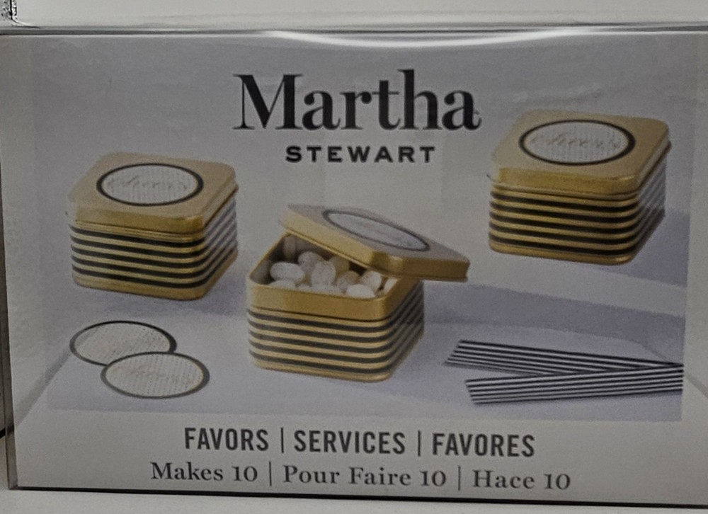 2017 Martha Stewart Party Favors 10 Count = Gold & Black Stripe New