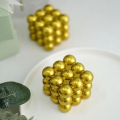 2 GOLD Bubble Cube Unscented Paraffin Wax CANDLES Wedding Centerpieces Events