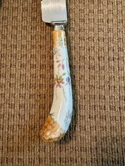 Vintage Cake Server & Knife Set | Porcelain Handles | Stainless