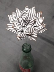 Handmade Paper Flower on stem (Gray Pattern No.2) for Wedding, St. Valentine’s