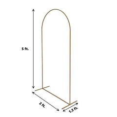 5 ft Gold Metal Floral Display Frame Round Top Backdrop Stand Wedding Arch Event