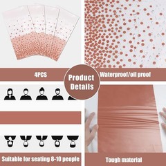 OHOME 4 Pack Disposable Plastic Table Cloths,White and Rose Gold Rectangle Table