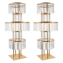 Gold+Clear 2PCS Flower Stand, Crystal Flower Stand, 5-tier Crystal Flower Stand