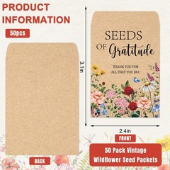 JarThenaAMCS 50 Sets Spring Wildflower Seeds of 3.1 x 2.4 inch, Multicolor