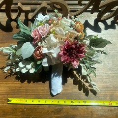Bridal Wedding Bouquet Hand made Budget Friendly Faux Flowers White Pink Green