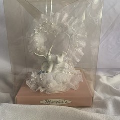 Wilton Wedding Cake Topper Love Birds Heart bell lace pearls Doves white plastic