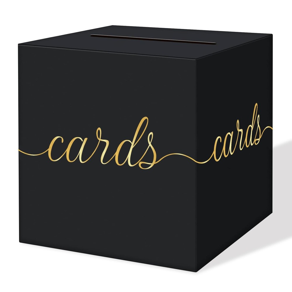 Black Wedding Card Box Gold Foil Gift Money Reception Graduation Party