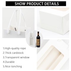 12Pcs Wine Gift Bag with Clear Window Large 14.1″ 1 Count (Pack of 12) White