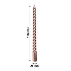 ROSE GOLD 12 Spiral 11″ Long Unscented Premium Wax Taper CANDLES Party