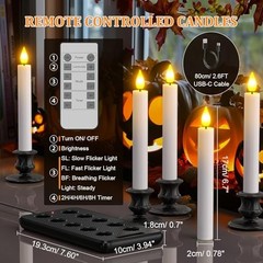 10pcs Flameless Rechargeable Taper Candles, Bright Rechargeable Taper, 10pcs